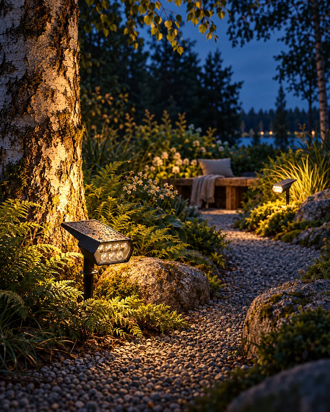 Dezelfde tuin ’s avonds